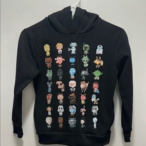 Black Hoodie with Pixel Art Star Wars Characters size sm